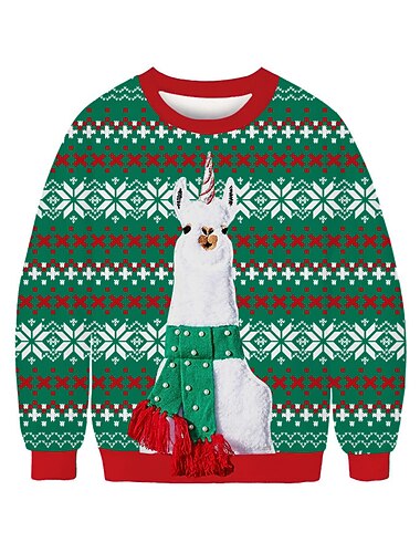  Jul Alpakka Pullover Morsom julegenser Animé 3D-utskrift 3D Graphic Til Par Herre Dame Voksne Jul 3D-utskrift Fest Festival