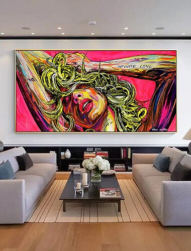  Hang-Painted Oliemaleri Hånd malede Horisontal Mennesker Gadekunst Moderne Uden indre ramme (ingen ramme)