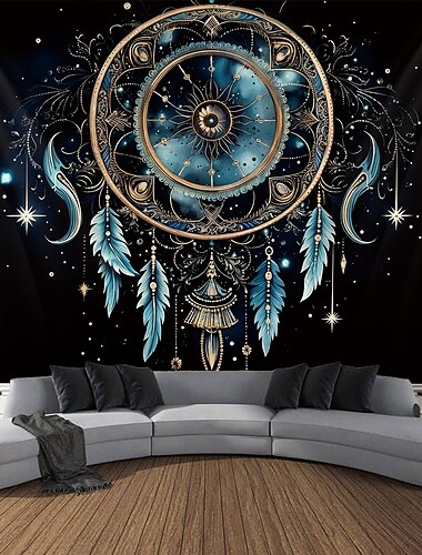  dreamcatcher boho hangend tapijt kunst aan de muur groot tapijt muurschildering decor foto achtergrond deken gordijn thuis slaapkamer woonkamer decoratie