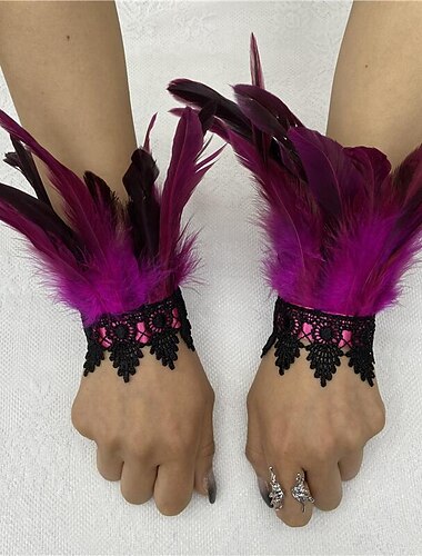  Retro Vintage Punk & Gothic Handschuhe Federspitze Hexe Maleficent Spitze Damen Fantasie Steampunk Walpurgisnacht Maskerade Party / Abend Erwachsene Handschuhe