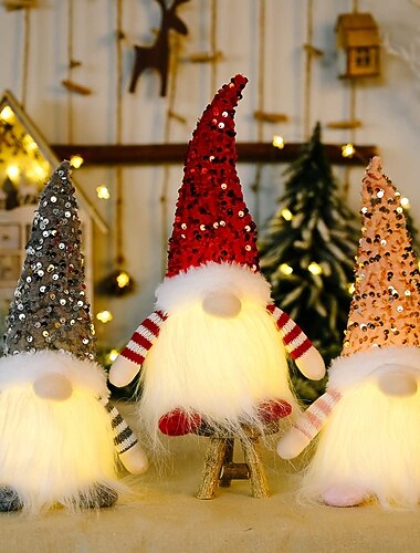  Duende Gnomo de Natal de Pelúcia Ligar / Desligar Natal Ano Novo Baterias AAA Alimentadas 1pç