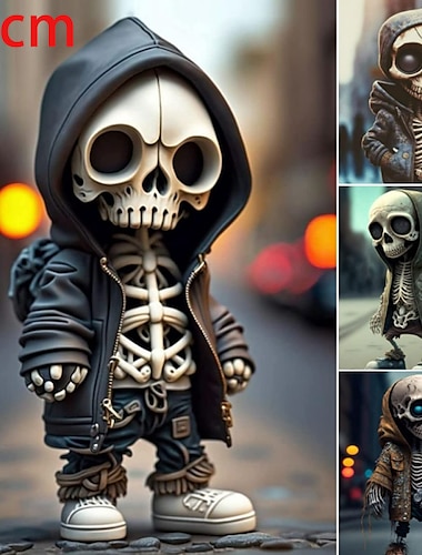  1pc acrilico halloween bambola scheletroil modello può essere raccoltodivertenti regali di decorazione di festastatua di gnomo zombie statua di gnomo ornamenti fantastici teschio per home office room