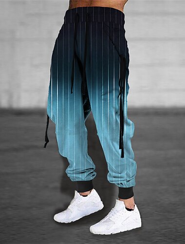  Herren Jogginghose Trainingshose Jogginghose Jogger Hose Hosen Kordelzug Elastische Taille 3D-Druck Farbverlauf Streifen Grafik-Drucke Komfort Sports Outdoor Casual Täglich Baumwollmischung