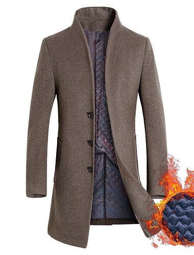  Herren Wintermantel Wollmantel Mantel Trenchcoat Outdoor Freizeitskleidung Herbst Winter Polyester Windbreaker Oberbekleidung Bekleidung Modisch Strassenmode Glatt Königin Anne Einreiher - 1 Knopf