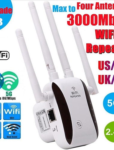  trådlös wifi-repeater dual-band 2,4g/5g wifi-förlängare 3000/2000/1200/300mbps router wifi-signalförstärkare wifi-förstärkare långdistans wi-fi-repeater