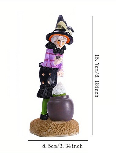  Halloween-Hexe-Puppe, Kunstharzfiguren, Tischdekoration, Heimbüro-Dekoration, Jungen- und Mädchen-Geburtstag, Festival, Geschenk, Sammlerstücke