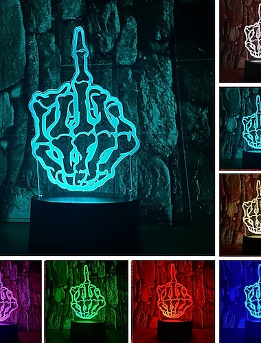  sealinnayi langfinger 3d led optisk illusjon bordlampe sovelys akryl nattfjernkontroll 16 farger dimbar soveromsdekorasjon påske jul bursdagsgave til barn gutt &amp; jentegaver
