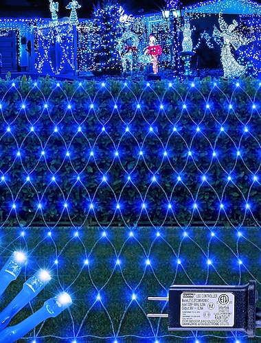  Led Lichternetz Außen 3 * 2 m 192 LED-Netzlichter für den Außenbereich, Netzlichter, 8 Modi, Netzlichter für Büsche, einsteckbar, wasserdichte Weihnachts-Halloween-Dekorationsnetz-Lichterkette