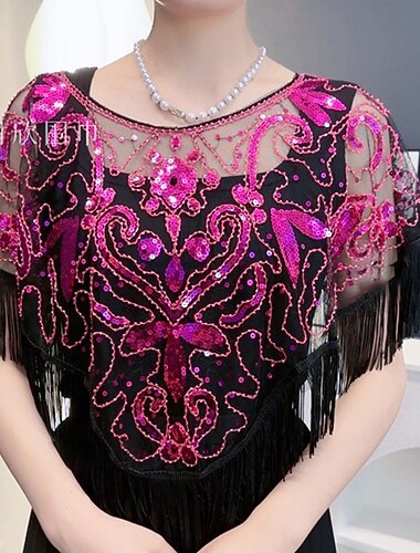  שאלים כיסויי גוף לנשים כף נוצץ וזוהר אלגנטית ללא שרוולים פוליאסטר עליוניות לחתונה עם נצנצים עבור חתונה אביב קיץ