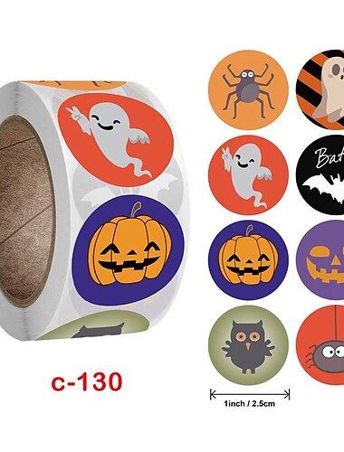  Halloween-Rollenaufkleber, Halloween, Weihnachten, Feiertagsdekoration, Geschenkserie, selbstklebendes Aufkleberetikett