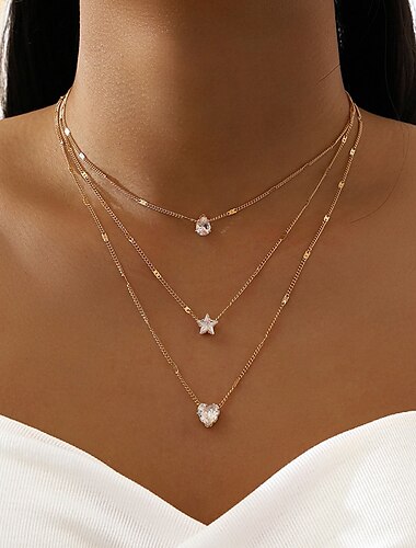  Necklace Zircon Chrome Women's Fashion Sweet Classic Cool Wedding Geometric Necklace For Wedding Party