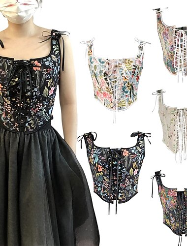  Retro Antiguo Floral Chaleco Cosplay Correa Flor Mujer Carnaval Mascarada Fiesta Fiesta / Noche Carnaval de Venecia Adulto Chalecos