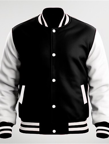  Herren übergangsjacke Collegejacke Alltagskleidung Tasche Ganzjahres Farbblock Streetwear Stehkragen Regulär Schwarz Marineblau Blau Rot Jacken
