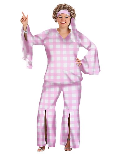  Retro Vintage Hippie 1980er Outfits Übergrössen Schlaghosen Hippie Puppe Damen Maskerade Party / Abend Junggesellinnenabschiedsparty Pride Parade Erwachsene Oberteil Hose Stirnband