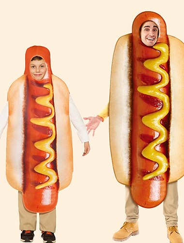  Hot Dog Costume de carnaval Costume de Cosplay Déguisements drôles Déguisements d'Halloween pour groupes et familles Enfant Adulte Tous Cosplay Déguisements Déguisement drôle Halloween Carnaval