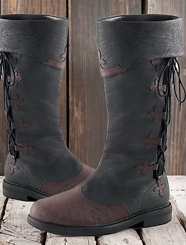  ανδρικές μπότες ρετρό καουμπόικες μπότες αναγέννησης casual outdoor καθημερινά pu αναπνέουν άνετα αντιολισθητικά κορδόνια φλοιός καφέ μαύρο φθινόπωρο χειμώνα