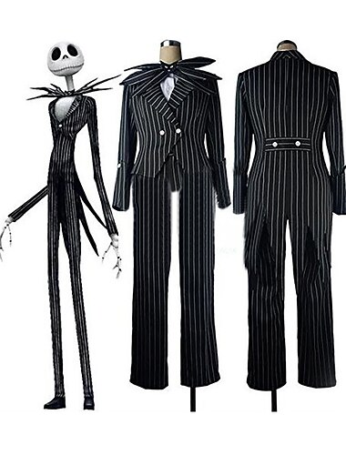  Jack Skellington Dragter Maskerade Cosplay Film Cosplay for Herre Dame Voksne Maskerade