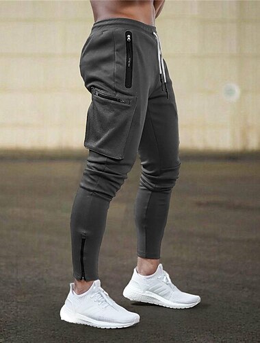  Homens Calças Esportivas Corredores Corredor Calças Zíper Com Cordão Cintura elástica Bloco de cor Conforto Respirável Casual Diário Feriado Esportes Moda Preto Verde Tropa