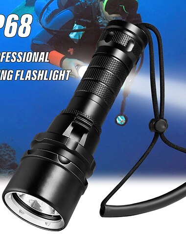  スキューバダイビング懐中電灯 IP68 防水 水中充電式 1850 バッテリー懐中電灯、屋内および屋外での使用に適したプロ仕様のダイビング懐中電灯