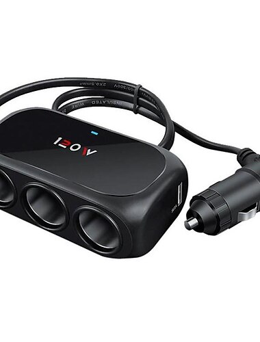  3-Wege-Ladegerät mit 2 USB-Buchsen, 12 V, Auto-Zigarettenanzünder-Splitter, Mehrfachsteckdose, LED-Auto-Schnellladegerät