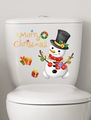 Etiqueta engomada del muñeco de nieve de Navidad etiqueta de la pared del fondo de la etiqueta del inodoro decoración del baño etiqueta de la pared