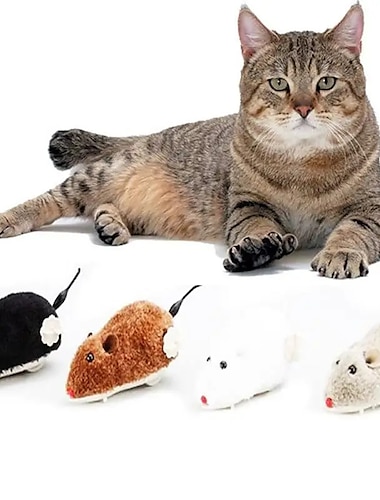  インタラクティブな猫のおもちゃ ゼンマイぬいぐるみマウス 1 個 - 猫の自然な本能を刺激します。