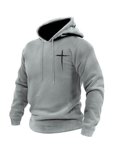  Hombre Estampados Cruz Sudadera Con Capucha Manga Larga Sudadera con capucha Con Capucha Ropa de calle Diario Deportes Negro Gris Estampado Primavera & Otoño Diseñador