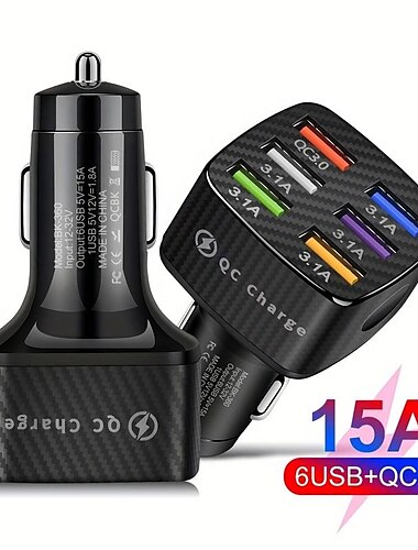  75W 急速充電 6 ポート QC3.0 & 5 usb 15a 車の充電器アダプタ急速充電携帯電話アダプタ android 充電器用