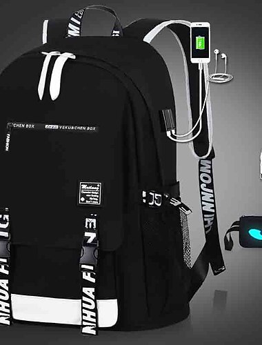 Leuchtender Schulrucksack für Jungen mit USB-Ladeanschluss und Schloss – wasserdichter Teenager-Rucksack mit Kopfhöreranschluss für die Mittelschule, Reisen oder den täglichen Gebrauch