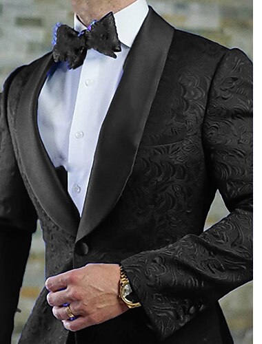  黒 赤 白 メンズ プロム スーツ ジャカード フローラル ペイズリー ウェディング ゴシック スーツ タキシード スーツ 2 ピース テーラード フィット シングルブレスト ワンボタン 2024