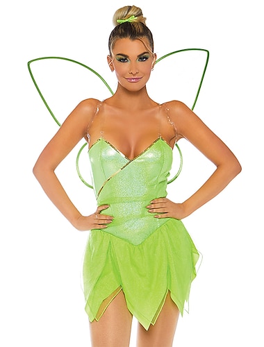  Damen Glöckchen Fee Kleid Cosplay Kostüm Feenflügel Für Halloween Karneval Sexy Kostüm Erwachsene Kleid