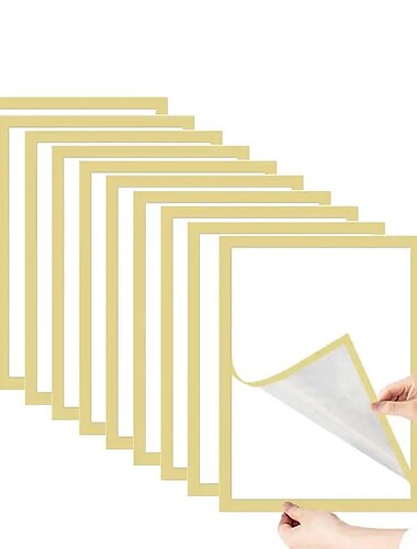  10 Stück magnetischer Bilderrahmen, A4, Poster-Abdeckung, Fotorahmen, wiederverwendbar, golden/silbrig/schwarz, Display-Rack-Aufhänger für Wanddekoration