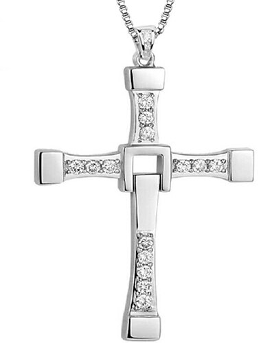  cruz cadena de plata rápido y furioso collar de acero inoxidable cruz cuello colgante joyería hip hop