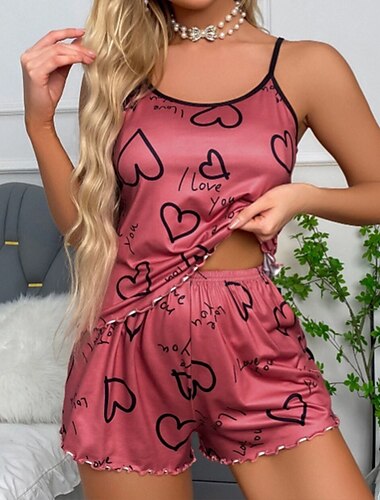  Sexy Pyjama-Set mit Camisole-Print für Damen mit Alphabet-Print
