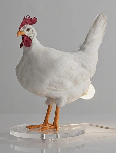  面白いデスクトップ装飾鶏ランプ、剥製鶏卵ランプ、リアルな樹脂 3D LED 鶏卵ラムランプ、ノベルティクリエイティブ鶏彫刻テーブルランプ