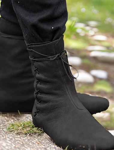  Vintage Mittelalterlich Renaissance Schuhe Flache Jazzstiefel Turnschuhe Ren Faire Pirat Wikinger Ranger Bogenschießen Einfarbig Herren Damen Unisex Keltisch Seeräuber Fantasie Halloween Karneval