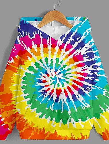  Dla chłopców 3D Wzór tie-dye Bluza z Kapturem Długi rękaw Druk 3D Wiosna Jesień Aktywny Sport Moda Dzieci 3-13 lat Na zewnątrz Codzienny w pomieszczeniach Regularny