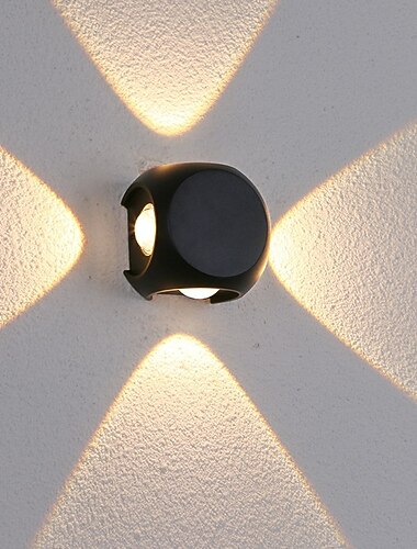  utendørs vegglampe opp og ned lys 2/4 lys vanntett ip65 veggarmatur belysning aluminium led utvendig lampe for innendørs utendørs terrasse veranda 110-240v
