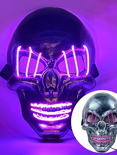  Halloween Geisterkopf weiß silber Totenkopf Lichtmaske LED Geisterkopf Horror Atmosphäre Maske