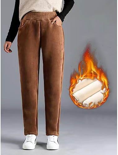  mujer polar pantalones de pana pantalones pantalones harem bolsillo largo microelástico cintura alta moda streetwear calle diario negro marrón m l verano otoño