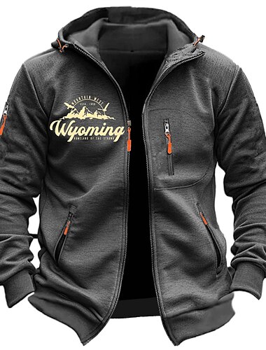  Herren Grafik-Drucke Berg Hoodies Langarm Sweatshirts Mit Kapuze Modisch Täglich Urlaub Ausgehen Frühling & Herbst Dunkelblau Dunkelgray Bekleidung Designer S M L XL 2XL 3XL