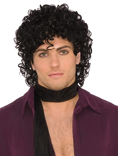  Parrucca da Rock Star degli Anni '80 Royalty Nera Forum Novelties per Halloween Cosplay Feste