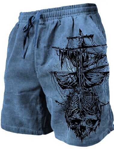  Herre Grafiske tryk Sejlbåde Sved shorts Strandshorts Terry Shorts Medium Talje Afslappet atletiktøj Daglig Ferie Streetwear Snørelukning Elastisk Talje 3D-udskrivning Designer Tøj