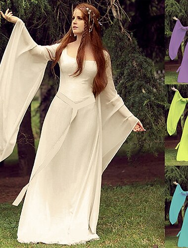  Retro vintage Middeleeuws Renaissance Gemaskerd Bal Ren Faire Flare manchet mouw Viking Outlander Elf Dames Keltisch Fantasie Carnaval Maskerade Bruiloft Vakantie Feest Volwassenen Kleding