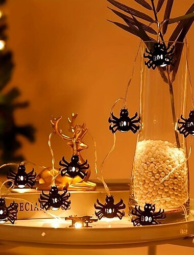  halloween spider lichtslingers 2/3/6m led halloween 10/20/40 spider lichten decoratieve verlichting spider festival lichten dress up slaapkamer lichten lichtslingers hangende lichten