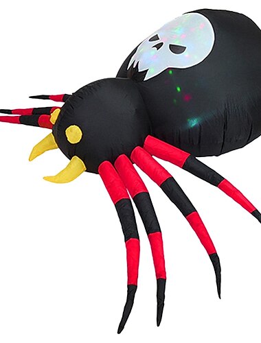  Inflables de Halloween Araña Negra Gigante con Luces LED Brillantes Decoración Inflable Graciosa y Espeluznante para Fiesta en Jardín Interior Exterior