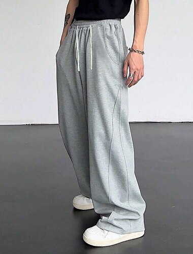  Voor heren Atletische broek Joggingbroek met wijde pijpen Broek Trekkoord Elastische taille Effen Comfort Ademend Casual Dagelijks Feestdagen Sport Modieus Donker Bruin Zwart