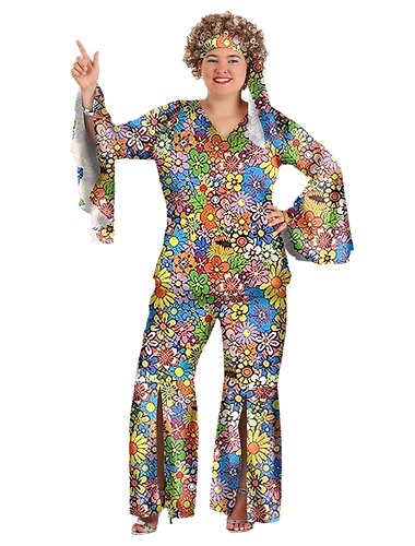  1960er Hippie 1970er Bluse / Hemd Outfits Stirnband Trompetenärmel Hippie Disco Übergröße Damen Halloween Karneval Maskerade Party / Abend Pride Parade Pride-Monat Erwachsene Oberteil Hose Stirnband