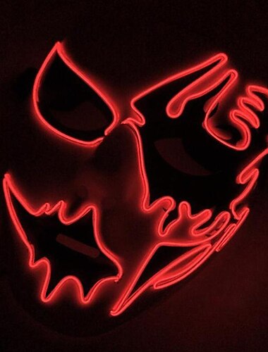  LED-Licht-Geistermaske EL-Maske für Halloween, gruselige Cosplay-Maskerade-Tanzparty, leuchtende Maske