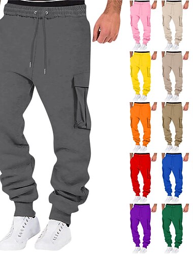  Hombre Pantalones de Deporte Persona que practica jogging Pantalones Pantalones deportivos tipo cargo Correa Cintura elástica Multi bolsillo Plano Comodidad Transpirable Casual Diario Festivos